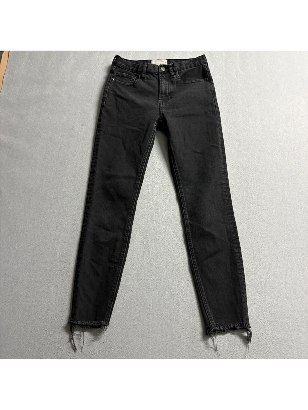 Everlane High Rise Skinny Jeans Womens 26 Black Denim Raw Hem Stretch